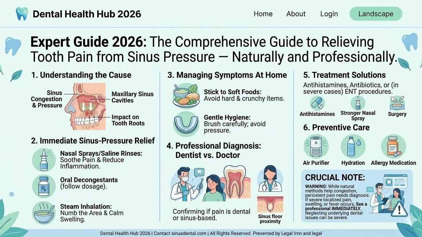Understanding the Cause' (face anatomy showing sinus and roots) with 'Explore Sinus Anatomy' button.