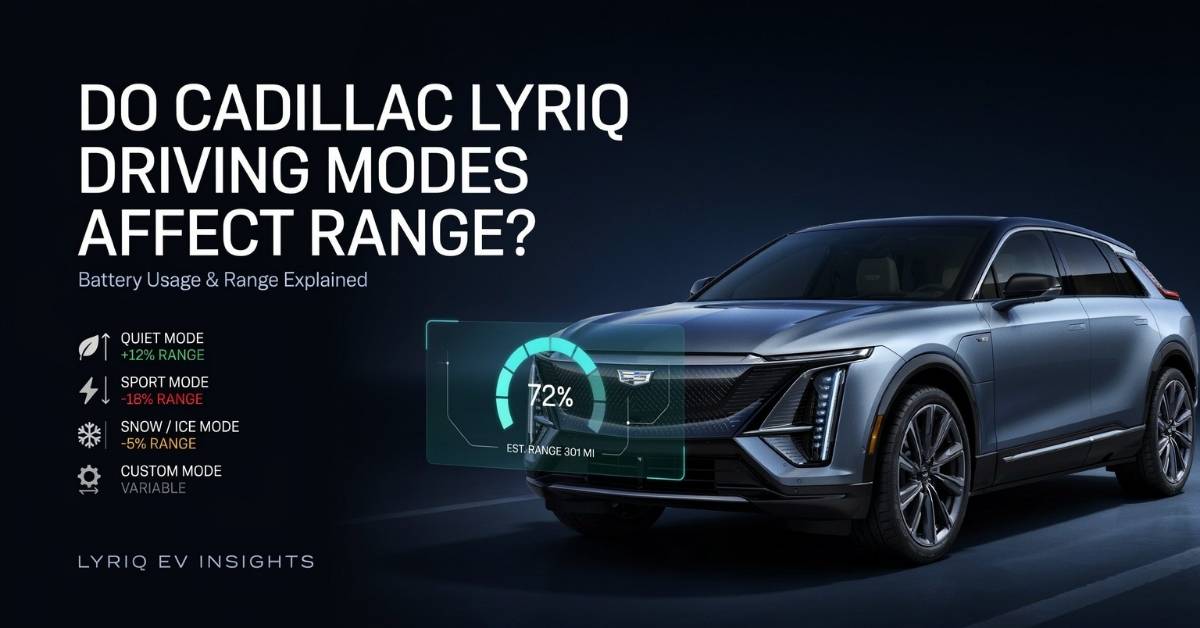 Do the driving modes in cadillac lyriq offer different ranges or battery usages?